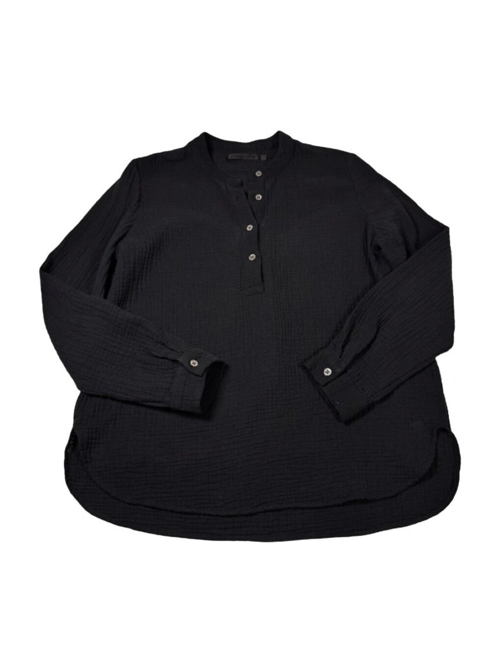 Jenni Kayne Henley Gauze Shirt Sz S Black Cotton Oversized Minimalist - Picture 9 of 9